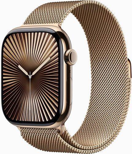 Apple Watch Series 10 Titan 46 mm (2024) | GPS + Cellular | guld | Milanesisk loop M/L | guld