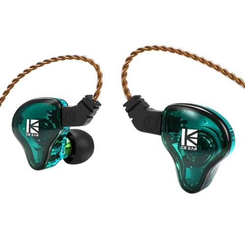 KBEAR KS2 i öronskärm, stereobashörlurar, Yinyoo HiFi Over-Ear Earbud headset brusreducerande Hybrid 1BA 1DD hörlurar med avtagbar kabel för löpning gång kyrka scen (ingen mikrofon, grön)