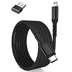 USB C till Lightning-laddningskabel, 2 m, med USB A-adapter, Apple MFI-certifierad, iOS, typ C-strömförsörjning, PD-snabbladdningskabel till iPhone 11/12/13/14, mini, Pro, Max, SE 3, iPad 8/9, Airpods