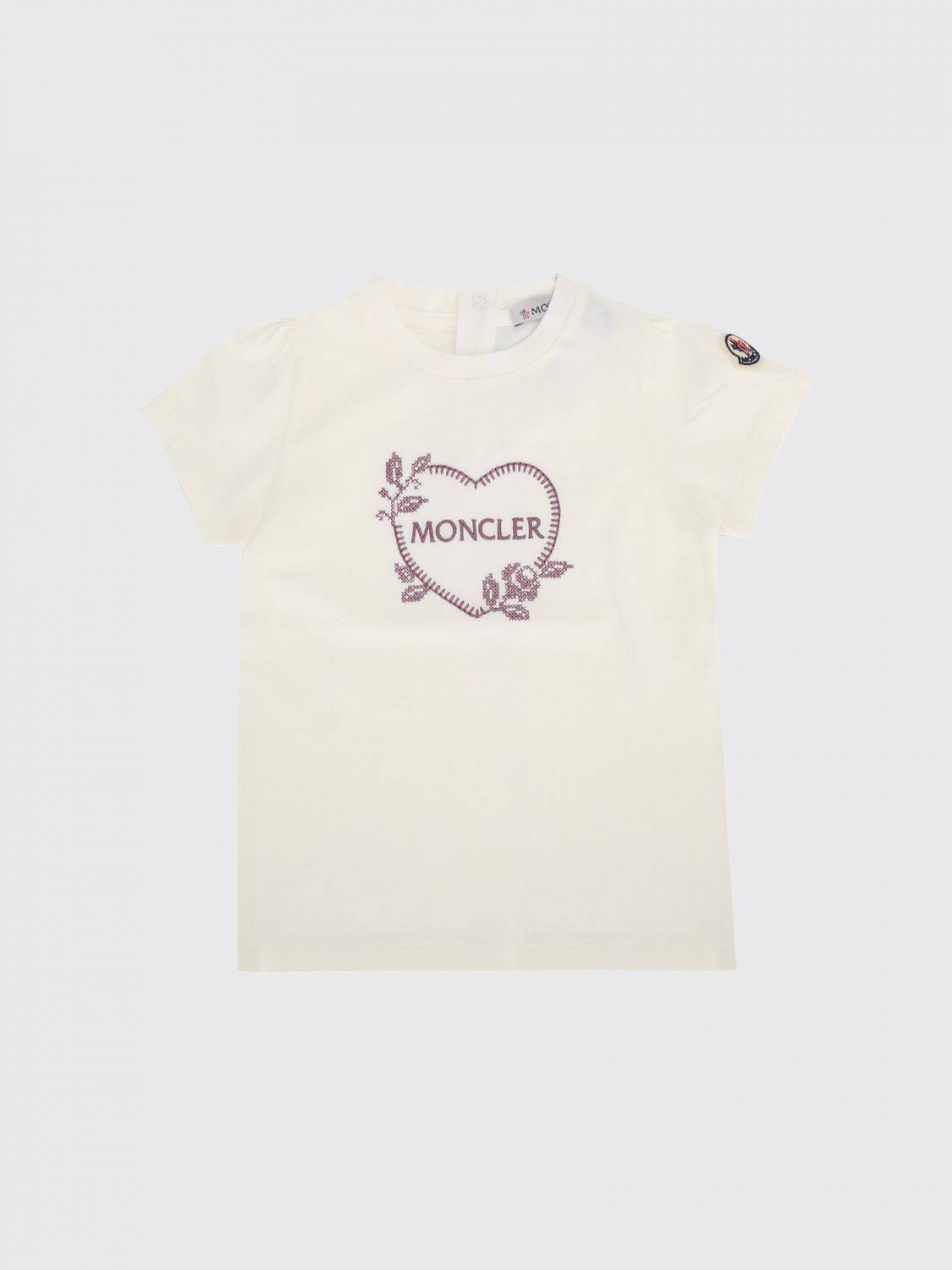 MONCLER Baumwoll-T-Shirt für Jungen mit Logo und Rückenknöpfen - 12M