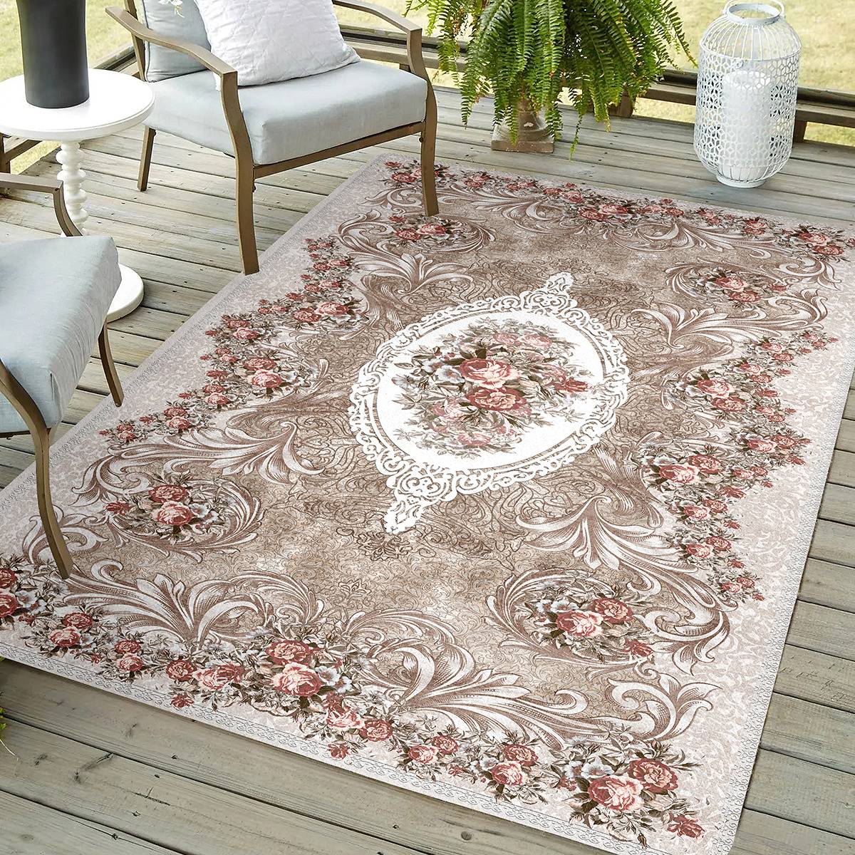 1pc Persian Mat,flower Print Rugs For Living Room, Boho Area Mat For Bedroom,indoor Floor Print Distressed Mat,washable Soft Non-slip Vintage Mat For Home Decor,doormat,soft Door Mat