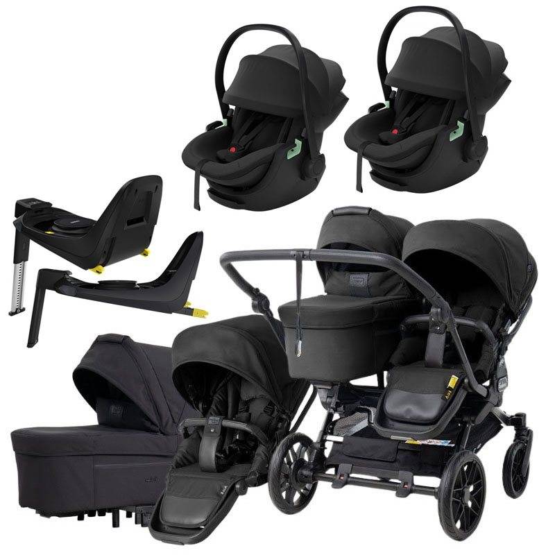 Emmaljunga Double Sento tvillingvagn 2027 + Thule Maple babyskydd + isofixbaser