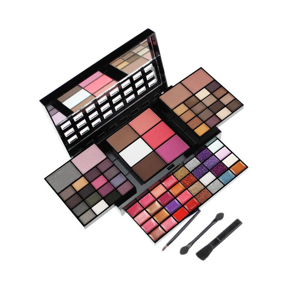 Komplet skønhedsledsager, rejsemakeupsæt til kvinder, alt-i-et makeupsæt, multifunktionel palet med 74 farver, professionel makeupartist