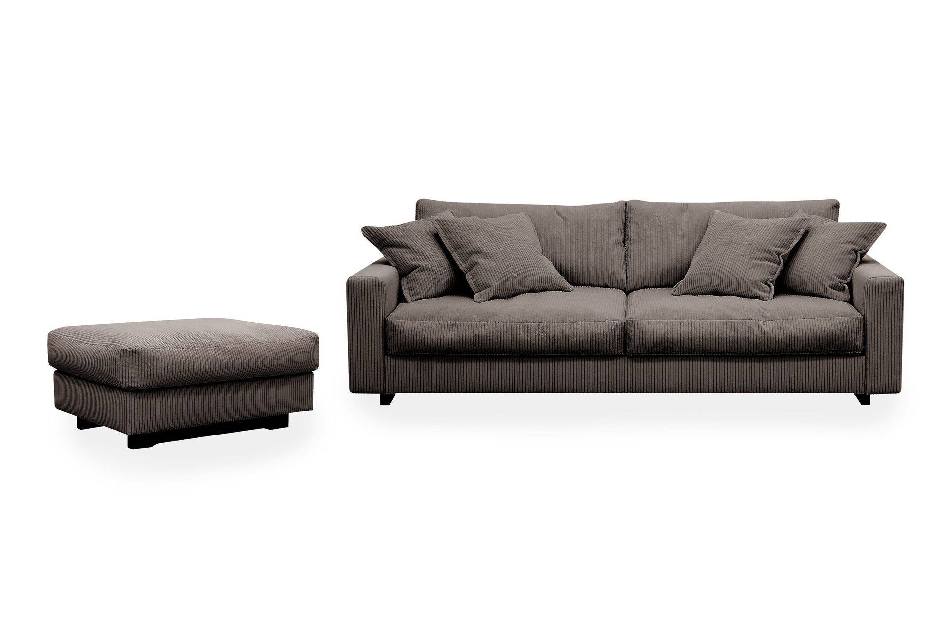 Valencia sofasæt ekstra dybt 3-personers sofa + fodskammel - Brun