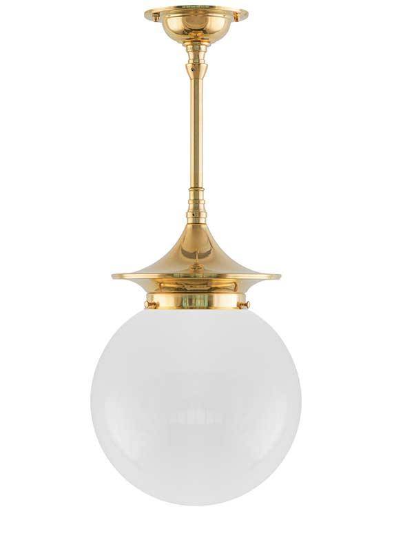 Badeværelseslampe - Loftslampe Dahlbergspendel 100 messing opalhvid kuppelskærm - 20 cm