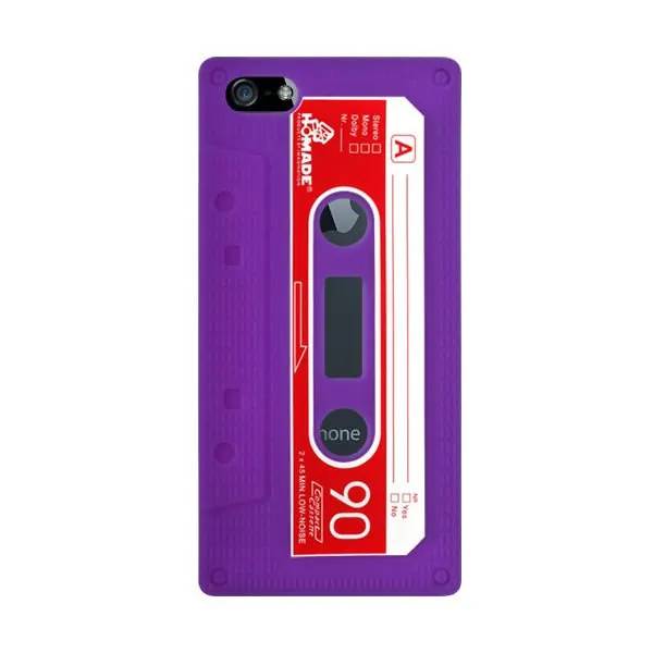 iPhone 5/5S/SE Retro Cover. Silikone kassettebånd. Lilla.