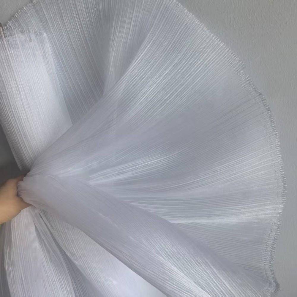 Stiff Mesh Pleated Organza Fabric Bright Pleated Organza Dress Fabric DIY Sewing Fabric  DIY grå