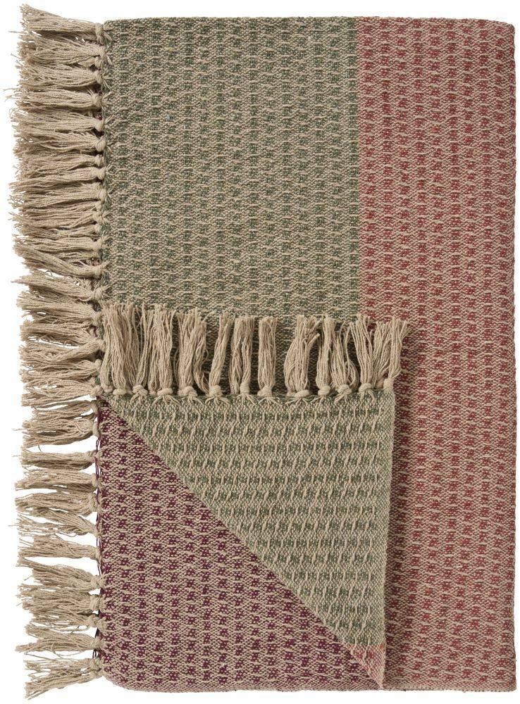 Ib Laursen Plaid 130x160 cm, Grøn/Rust/Bordeaux