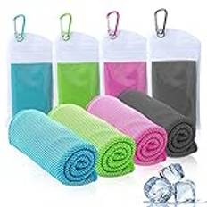 Amgico 4-pack kylhandduk, (102 cm x 30 cm) omedelbara kyliga handdukar ishanddukar mikrofiberhanddukar för sport gym fitness yoga jogging löpning och utomhusaktiviteter