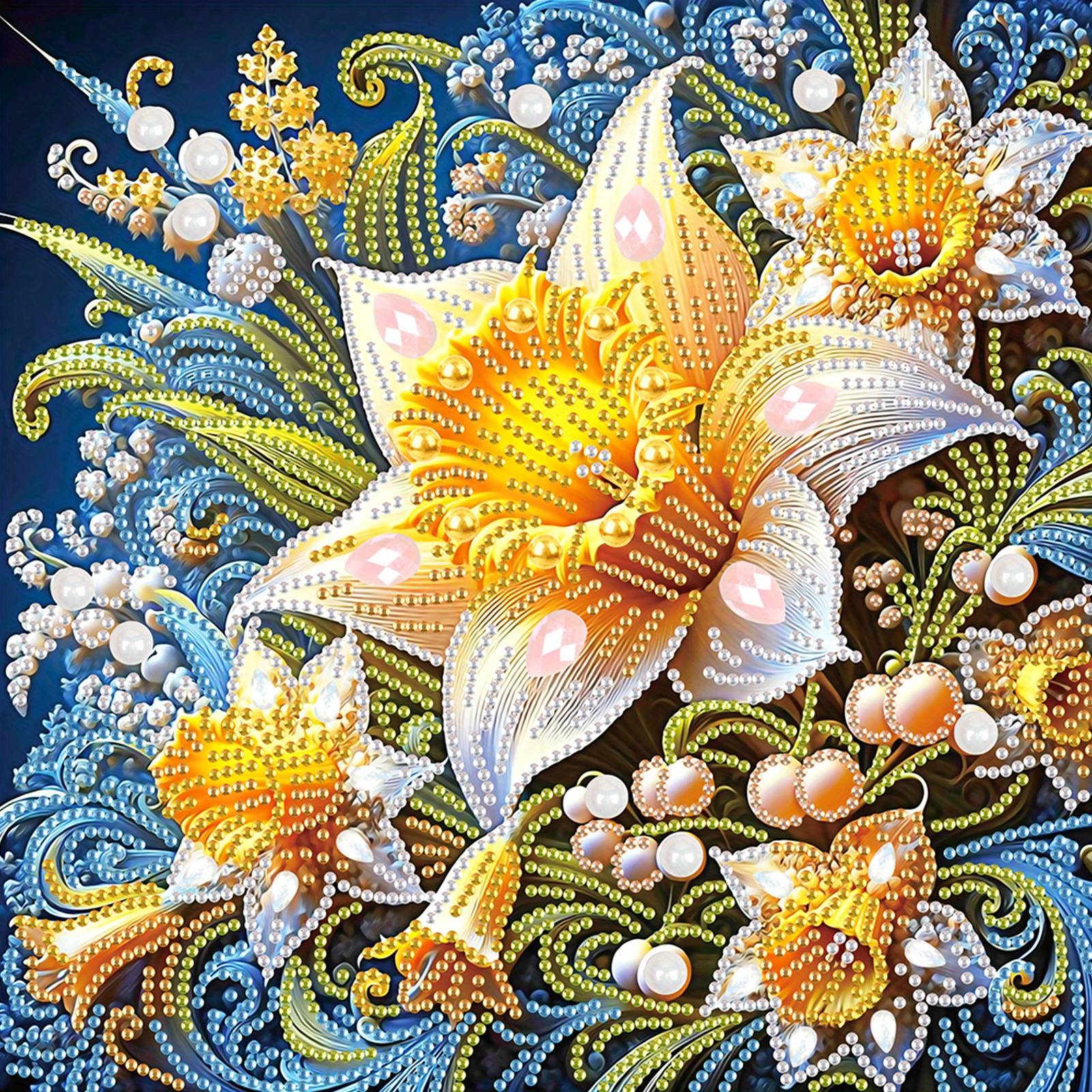 DIY Beautiful flowers 5D Special Shape Diamond Art Kits for Beginners,Diamond Art Painting Kits for Home Wall Decoration Gift