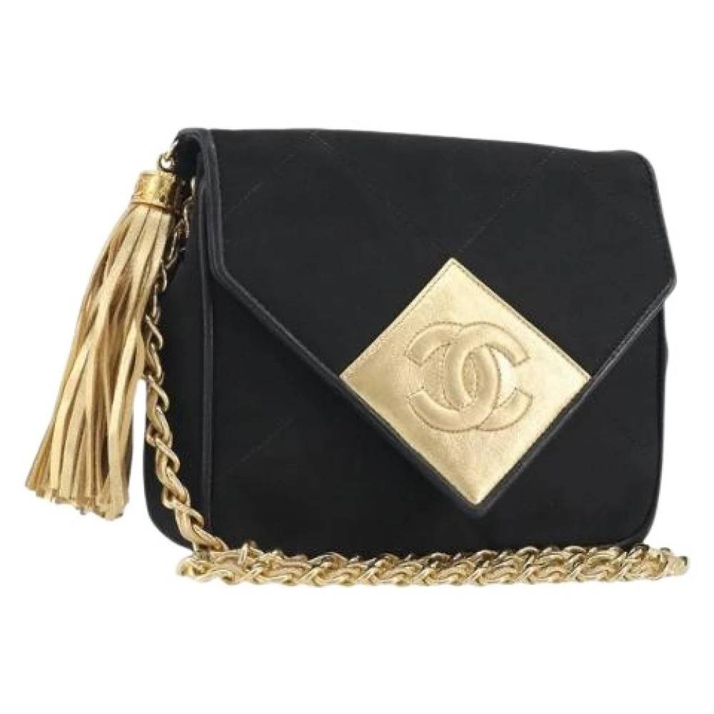 Chanel Vintage Pre-owned Vintage Satin Skuldertaske - Vintage - Dame - Sort - ONE SIZE - Uld