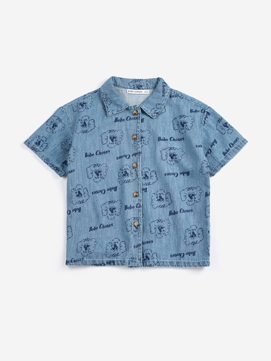 Bobo Choses Pickle The Dog All Over Denim-skjorte Prussian Blue Prussian Blue 2-3 Y Blå 2-3 år Drenge
