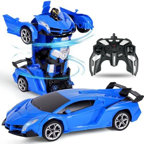 HOTUT Fjärrstyrd bil, 1:18 Transformerande leksaker fjärrkontroll omvandla bil, 2-i-1 Transform robotleksak med 2,4 GHz fjärrkontroll, present för pojkar och flickor från 6+ år