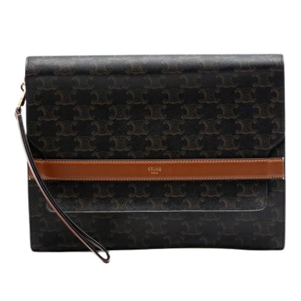 Celine Vintage Pre-owned Canvas Clutch - Vintage - Dame - Brun - ONE SIZE - Læder
