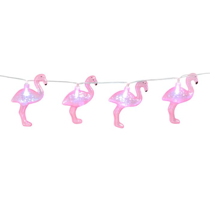 Lyserød flamingo lyskæde - 140 cm.