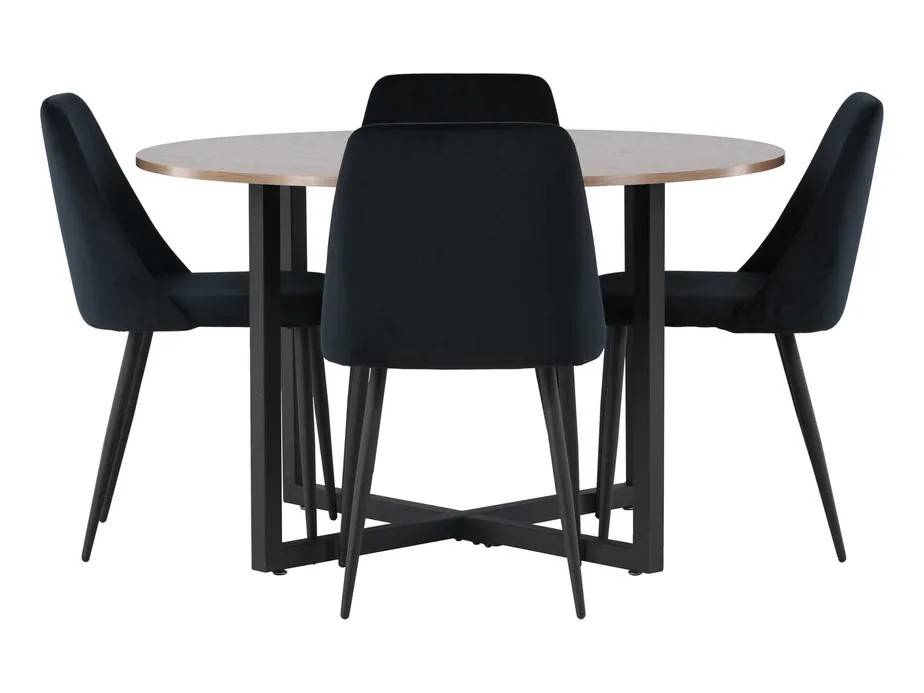 Venture Design Durango & Night matgrupp Svart/valnöt 4 stolar & bord 120 cm
