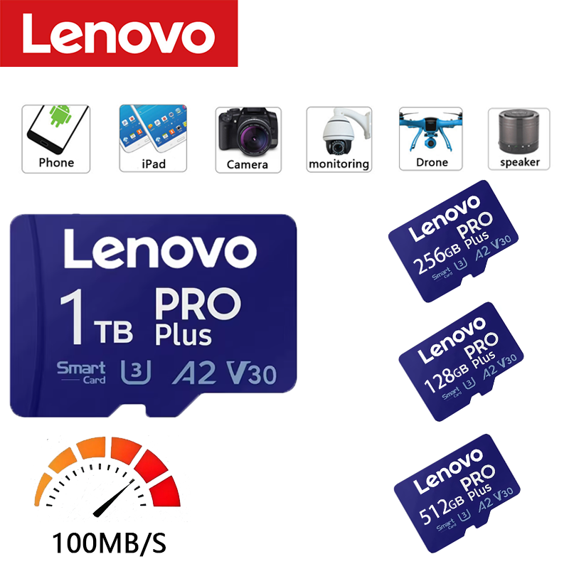 Lenovo 1TB High Speed Micro SD Card TF Flash Card Memory Card 128GB 256GB 512GB 1TB A2 V30 4K Full HD For GoPro Action Camera