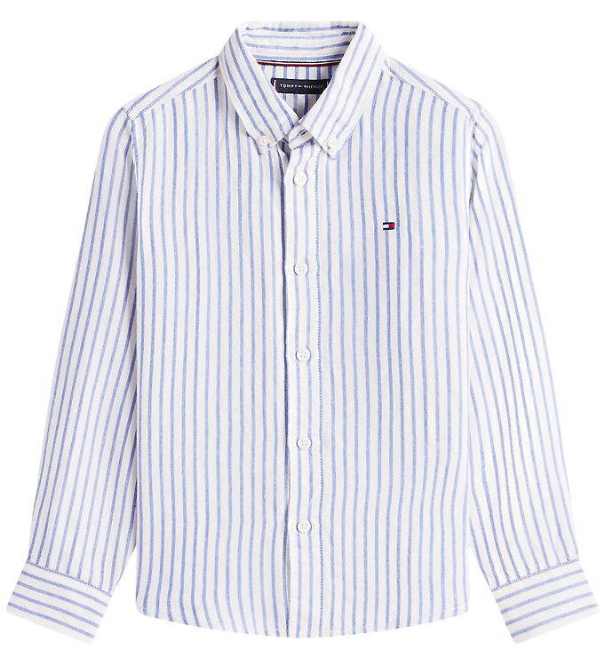 Tommy Hilfiger Skjorta - Lin/Viskos - Imperiet Blue Stripe - Tommy Hilfiger - 5 år (110) - Skjorta