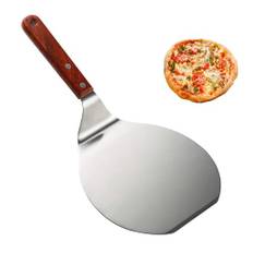 Pizzaspade, metall med trähandtag och rostfri metallbricka pizzaspade för bakning hemlagad pizza, pizzasten, pizzaspade av rostfritt stål, lämplig för kakor, pizza, kex, pannkakor