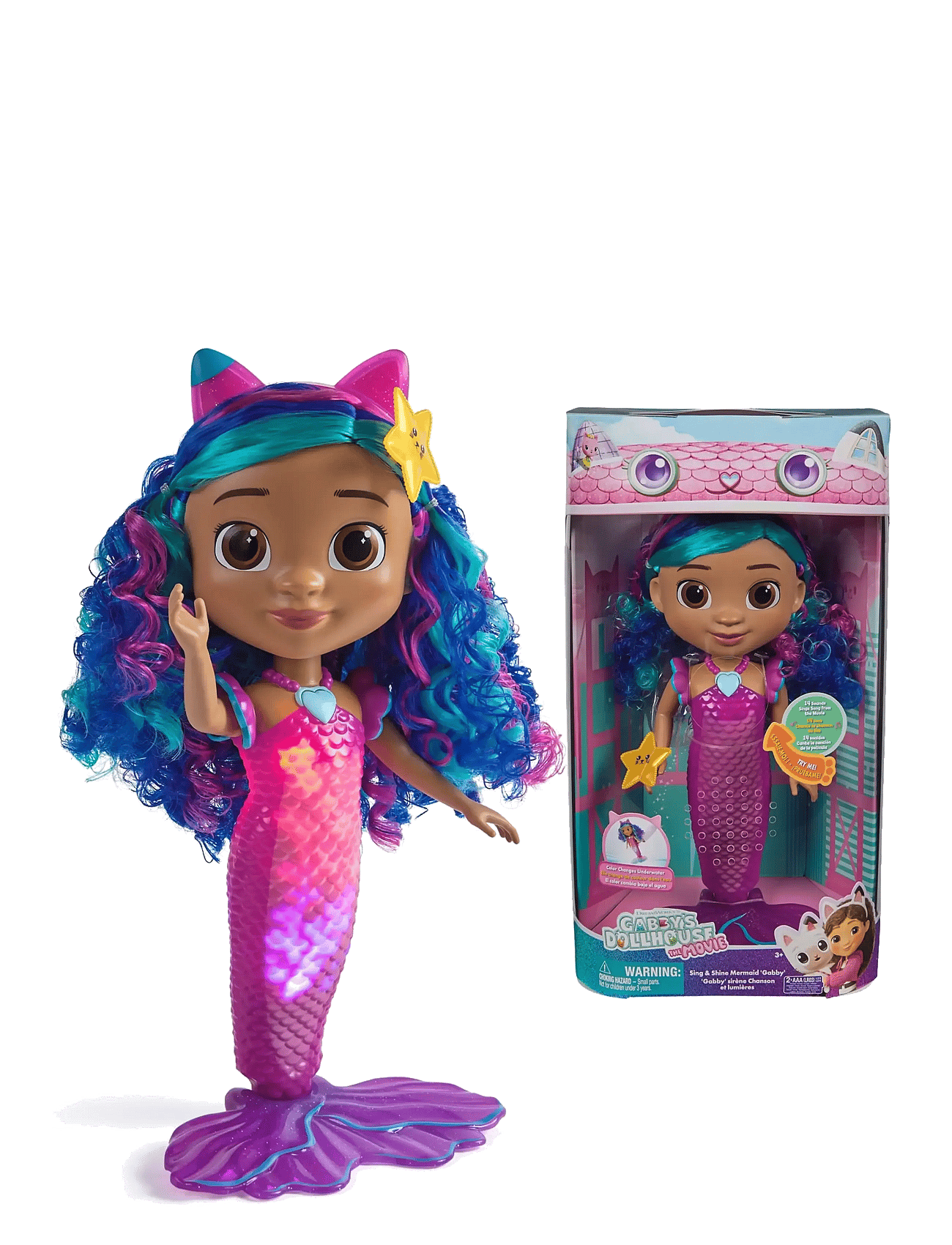 Gabby's Dollhouse Gabby's Movie Sing & Shine Mermaid Gabby Doll 36Cm - Multi/patterned - ONE SIZE
