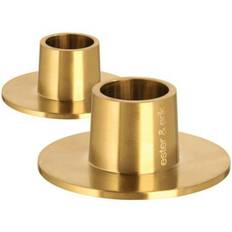 Ester & Erik Lysestage Matte Ø6 Cm 2-pak Matte Gold - Lysestager Rustfrit Stål Matt Gold - 777-94