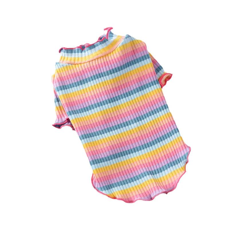 100% Cotton Striped Summer Vest for Small Dogs & Cats | Lightweight Pet Pullover - Pink / XL / SP (XL)