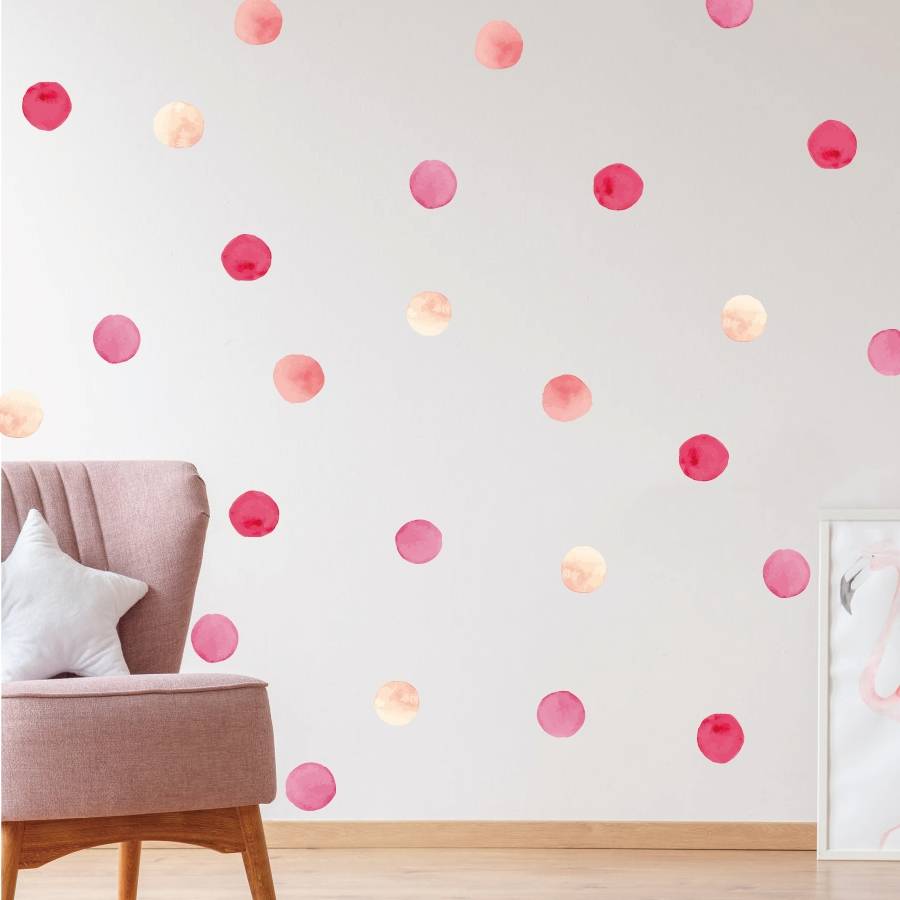Wallsticker - Polka prikker / Lyserød