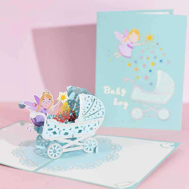 Grattis på födelsedagskort för flicka Barn Hustru Make 3d-födelsedagstårta Pop-up gratulationskort Vykort Gåvor med kuvert rosa