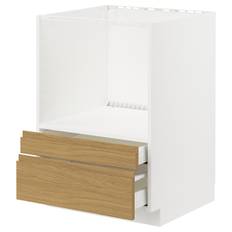 IKEA - METOD / MAXIMERA underskab til kombi mikro/skuffer, hvid/Voxtorp egetræsmønstret, 60x60 cm