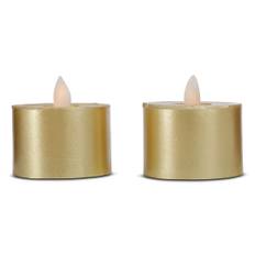 LED fyrfadslys stearin - 2 stk. - 3 cm - m/bevægelig flamme - (flere farver) - Guld
