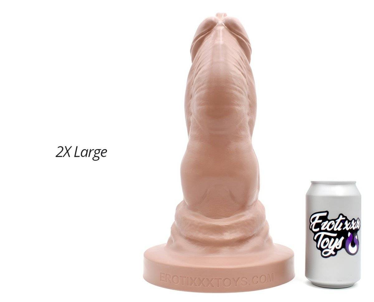 Erotixxx Toys Bulldog Pale Flesh 75% XXL, premium silicone dildo with Vac-U-Lock 34 x 8.4–13.1 cm.