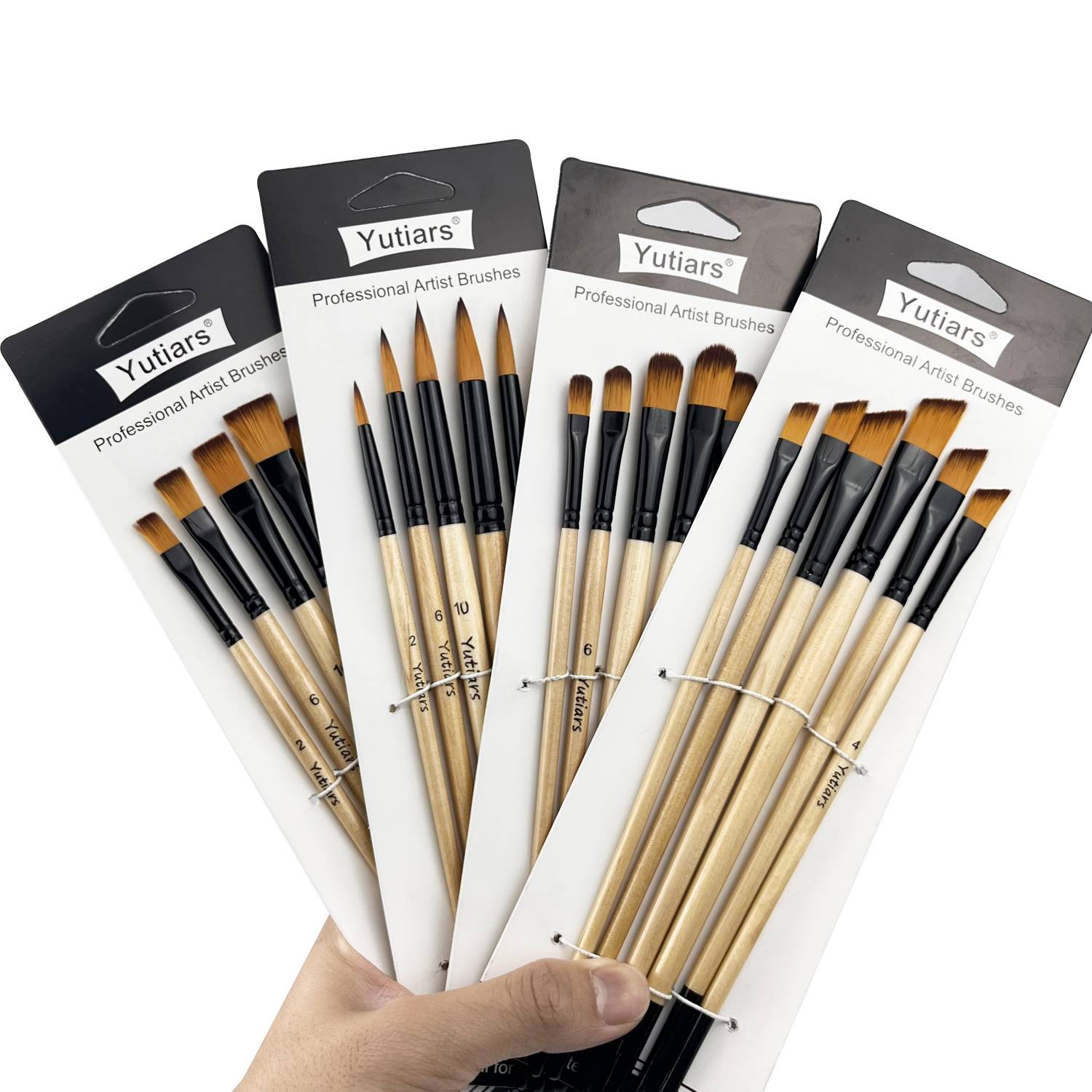 Yutiars Professional Artist Paint Brush Set - 6 PCS, Nylon Bristles for Watercolor, Acrylic, Oil Painting, Crafts & Face Body
