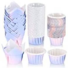 TOOINKCV 150 stycken muffinsformar i papper, cupcake-muffinsformer, cupcake-bakformar, liners för bröllop, födelsedag, fest, bakkopp