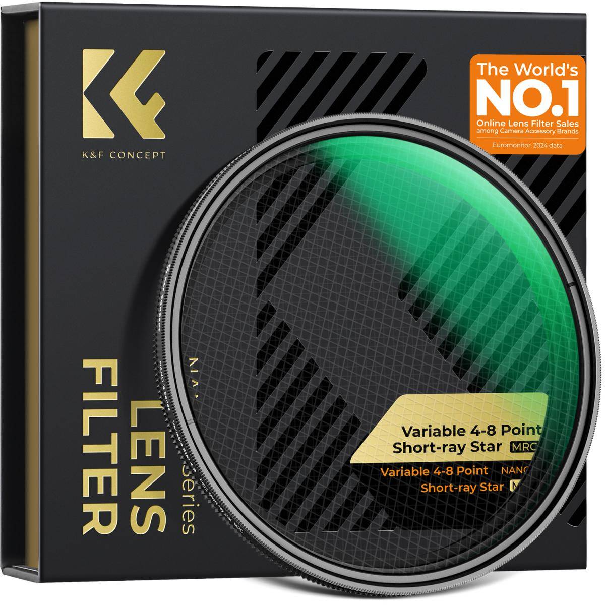 KENTFAITH 82mm Variable Starburst Filter (4-8 Points), Adjustable Cross Screen Star Filter with 28 Multi-Coated Optical Glass for Nightscapes, Jewelry, Water Reflection Photography Nano-Xcel Series