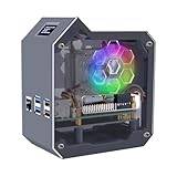 GeeekPi N07 Mini Tower NVMe NAS Kit för Raspberry Pi 5, med N07 M.2 NVMe SSD Pip PCIe Periferkort botten, stöd M.2 Key-M NVMe SSD 2230/2242/2260/2280