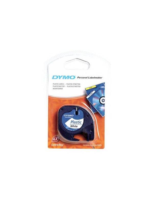 DYMO Letratag plastiktape | sort på klar | 12mm x 4m rulle