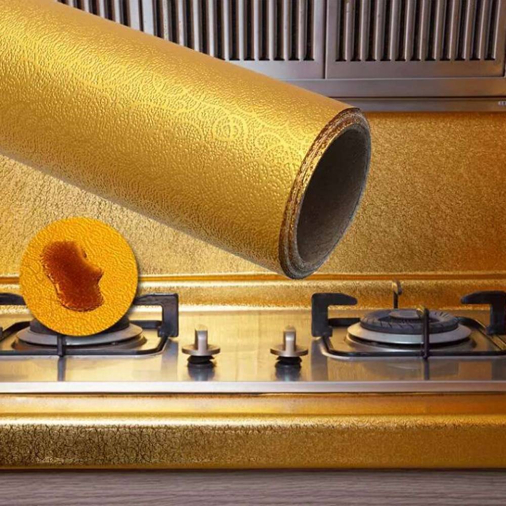 40 x 100cm köksväggspis aluminiumfolie oljesäker anti-fouling högtemperatur självhäftande tapeter som kan klippas ned väggdekal - silver--