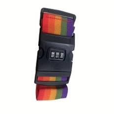 TEMU 1pc Rainbow Stripe Luggage Strap, Travel Elastic Strap, Luggage Packing Strap, With Password Lock, Adjustable Width Packing Strap Travel Accessories