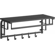 Hattehylde med Tøjstang og Kroge Industriel Sort 66 x 30 x 27 cm