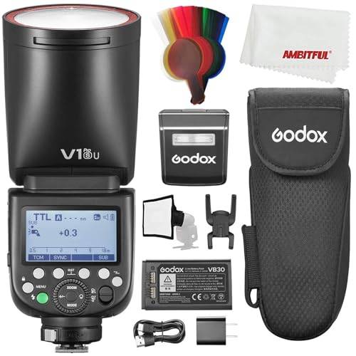 Godox V1S PRO V1PRO-S V1PRO TTL runt huvud kamerablixt för Sony, 76Ws HSS 1/8000s, inbyggt litiumbatteri, LED-modellering, lnnovativ extern blixt SU-1
