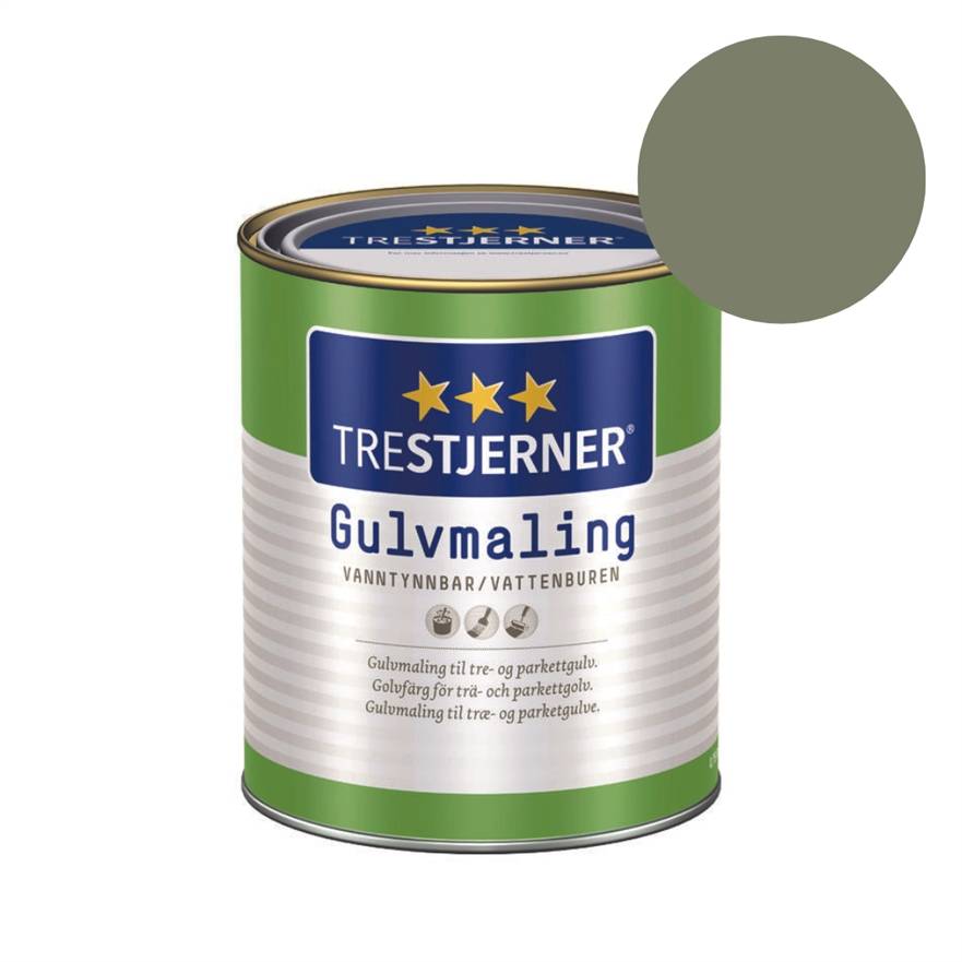 TILBUD: Jotun Trestjerner Gulvmaling 0,68 l. Halvblank - Farve: 7052 Olivengrøn