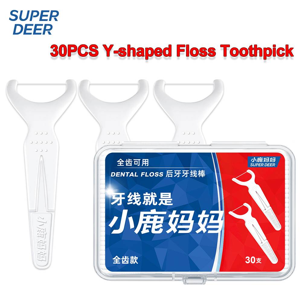30/90pcs Y-Shape Folding Dental Floss Toothpick Disposable Dual-use Dental Floss Cleaning Between Teeth Oral Care Tool