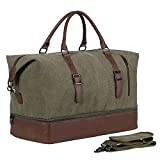 seyfocnia Reisetasche mit Schuhfach, Reisetasche für die Nacht Duffle Bag, Weekender Travel Bag, Große Handgepäcktasche, Reisetasche für Damen und Herren,Grün Schwarz