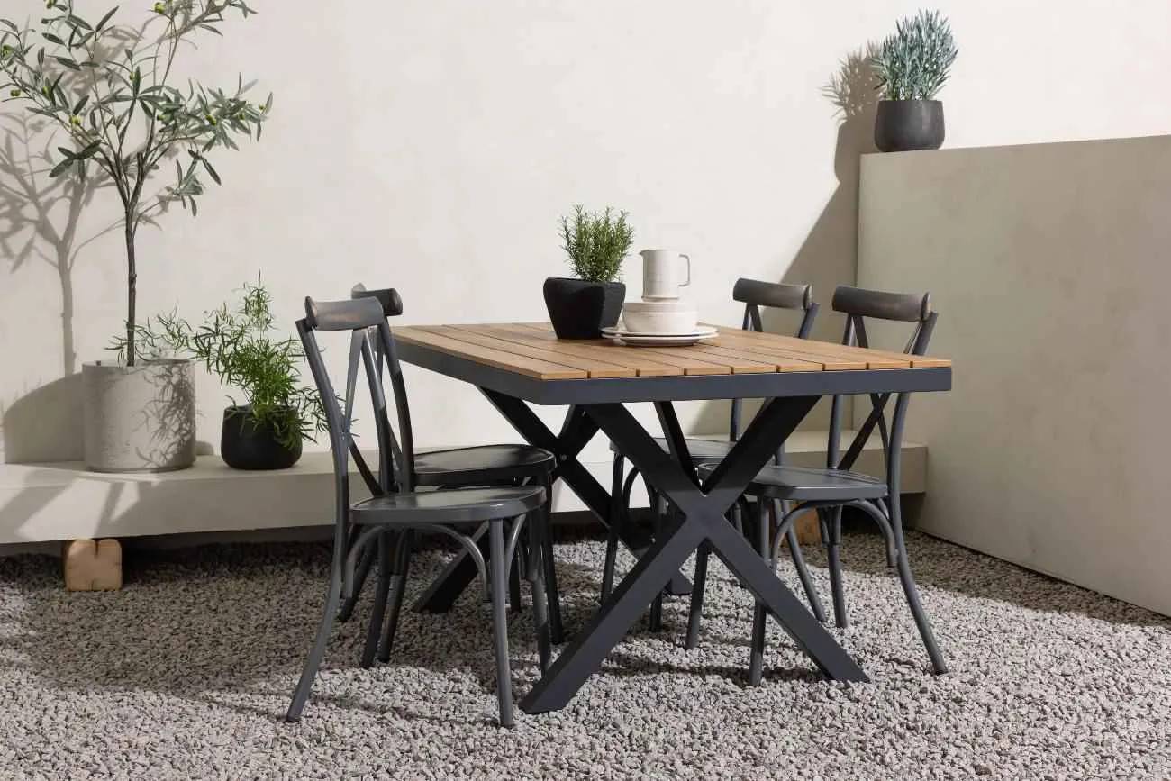 Garcia & Peking - 90×150 cm med 4 stolar - Matgrupper utomhus - mörkgrå/natur