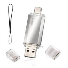 USB Stick 128 GB 2 in 1, USB-Flash-Laufwerke USB 2.0 USB C Typ C Speicherstick OTG Dual Flash Drive 2-in-1 Memory Stick für Tablet, PC,/Android Handy(Samsung, Huawei, Honor, Xiaomi) Silber