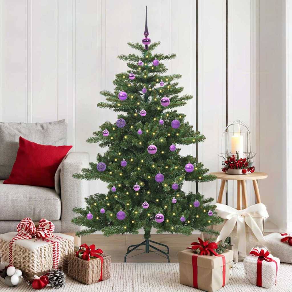 vidaXL Kunstigt Hinged Juletræ med 150 LED'er Grøn 150 cm PVC og Stål