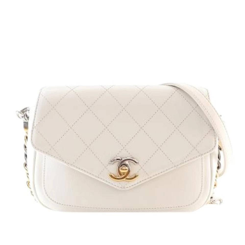 Chanel Vintage Pre-owned Vintage Quilted Crossbody - Vintage - Dame - Hvid - ONE SIZE - Uld