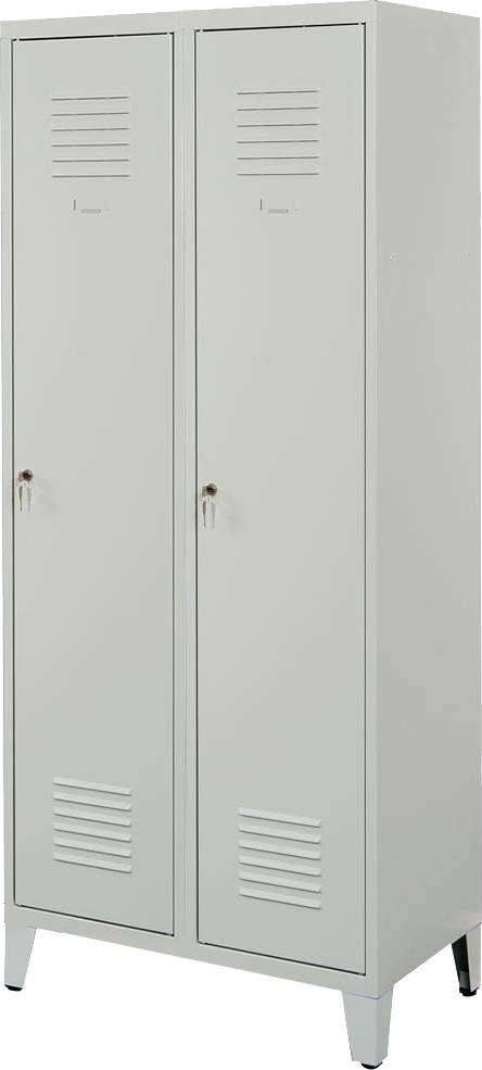 Proff garderobeskab,2x(1x2), Ben, Cylinder, Grå