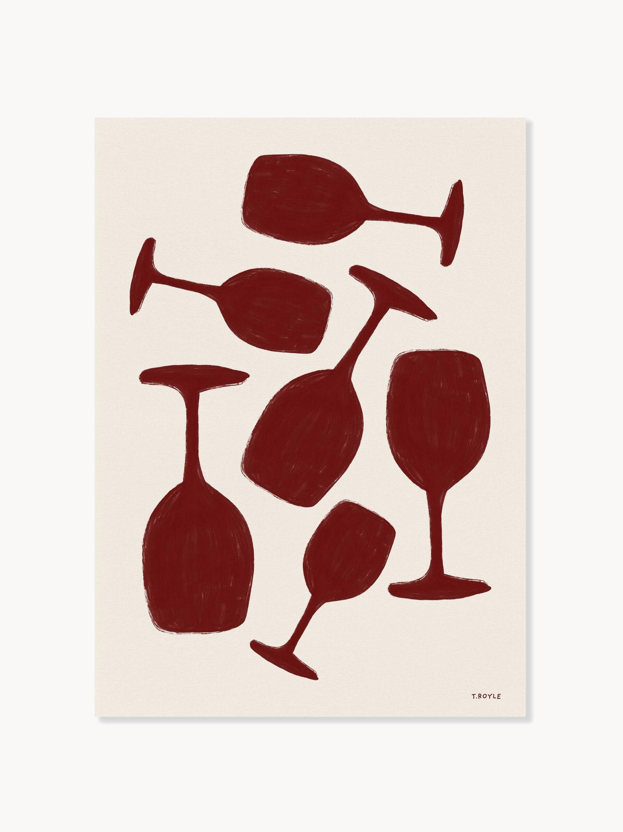 Affisch Tara Royle - Abstract Wine Glasses