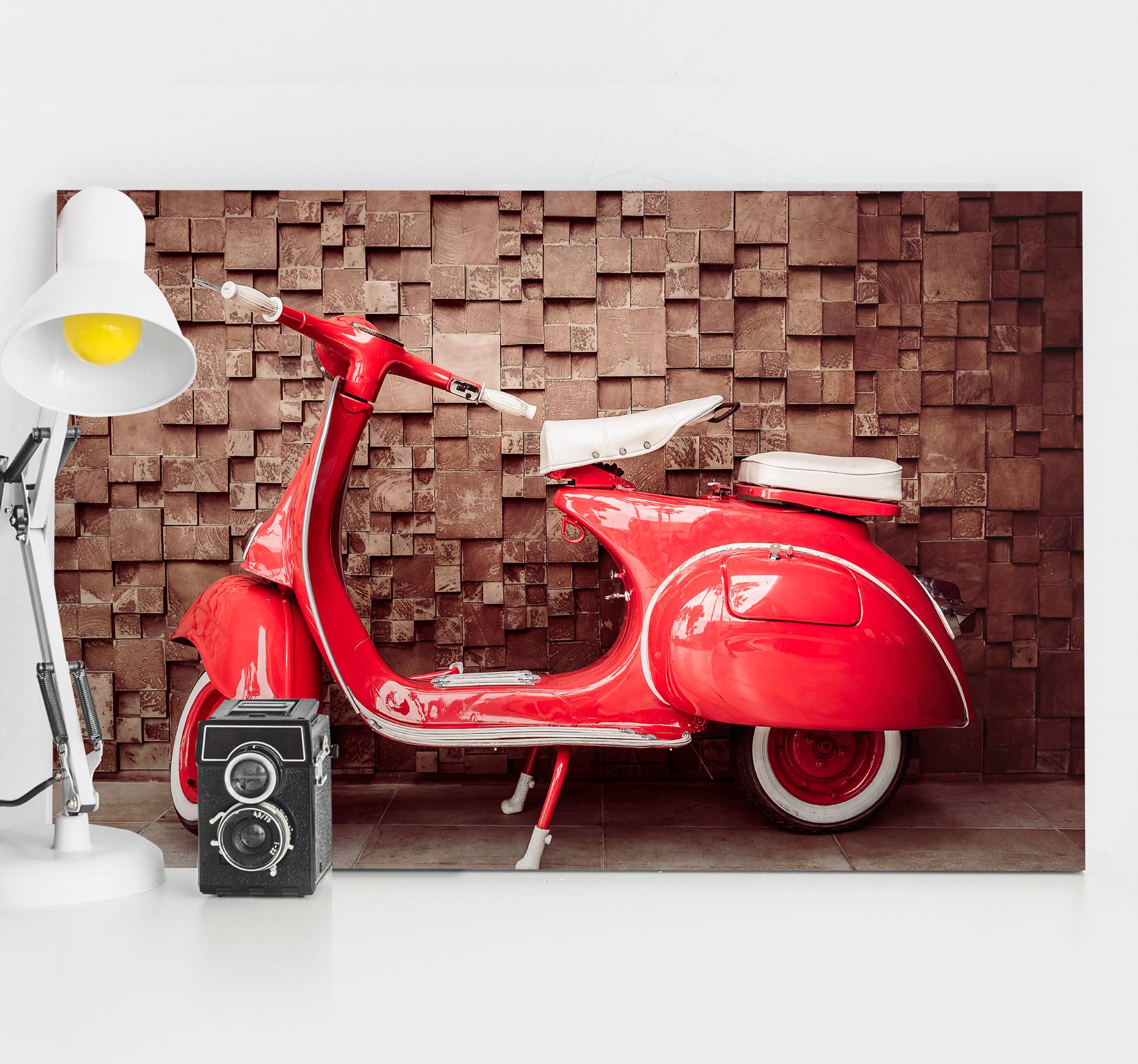 Röd motorcykel vintage väggtryck